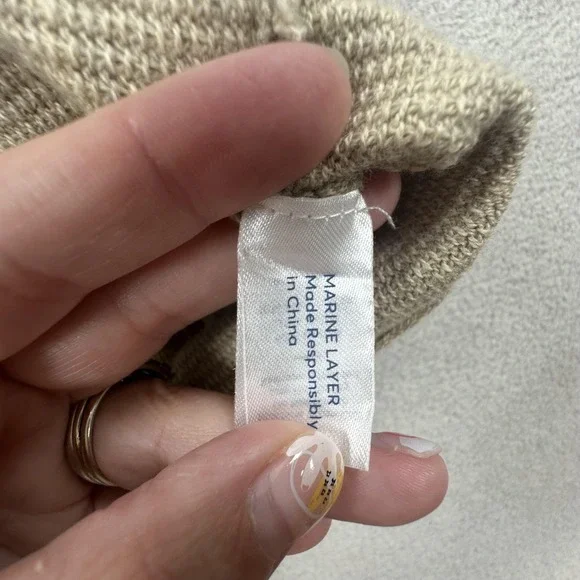 Marine Layer Retro Polo Shirt Mens Small Beige Stripe Knit Wool Blend Casual - Picture 5 of 10